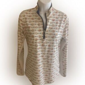 San Soleil Quarter UPF 50 Zip Top - S white , request print , nylon span…